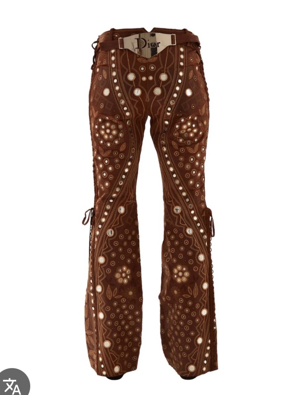 ISO LOOKING 4 Dior Brown Embroidered Leather Flared Pants